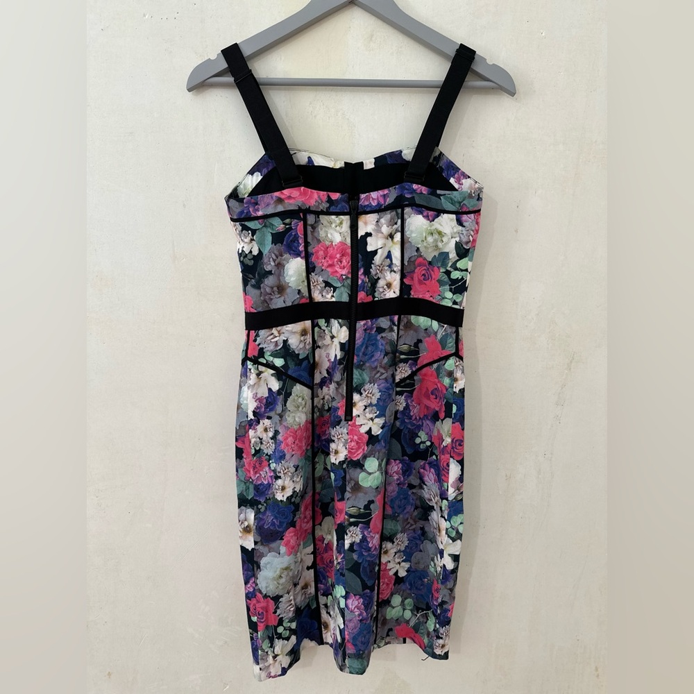 REBECCA MINKOFF Floral Bustier 100% Rayon Cocktail Wedding Guest Dress Size 0 - Picture 7 of 13